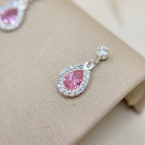 Brinco Gota Rosa com Zircônias