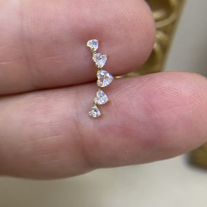 Piercing Titânio 5 Corações Zircônia