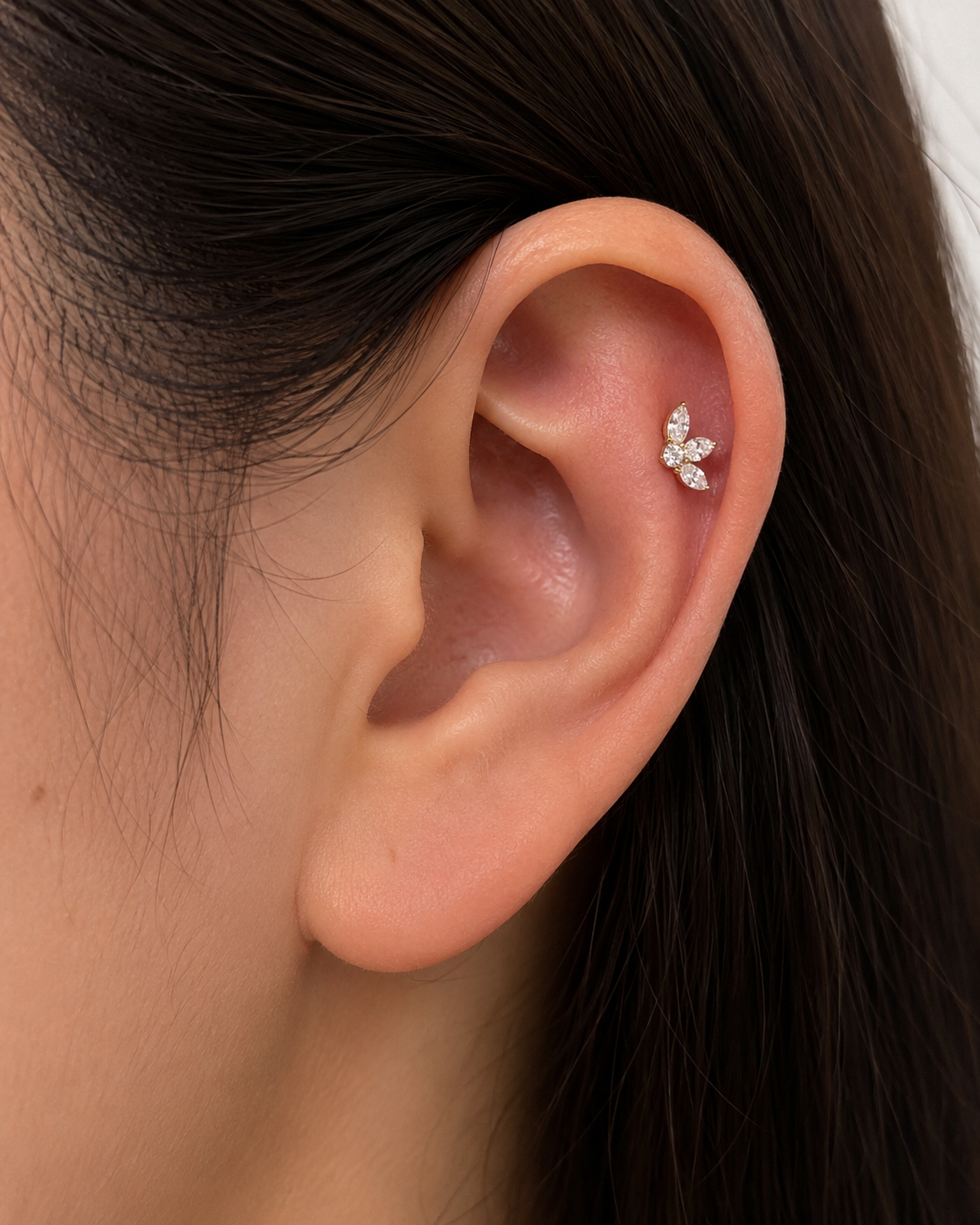 Piercing Titânio 3 Pétalas Zirconia