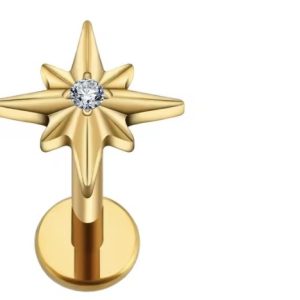 Piercing Titânio, Estrela e uma Zircônia