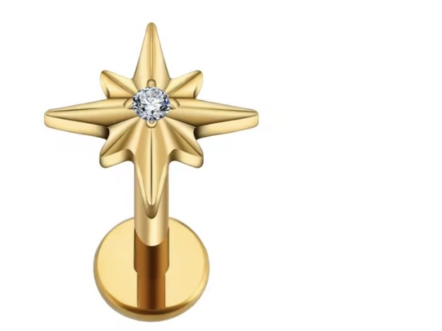 Piercing Titânio, Estrela e uma Zircônia