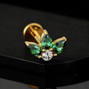 Piercing Titânio 3 Pétalas Verde