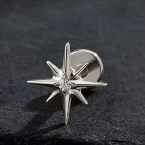Piercing Titânio 5 Pontas 1 zirconia
