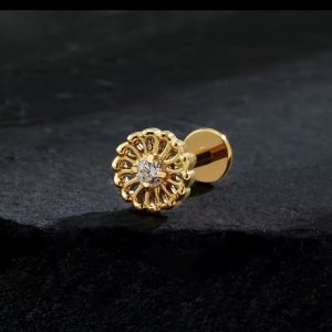 Piercing Titânio Flor 1 zircônia