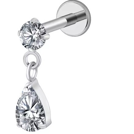 Piercing Titânio Gota Ponto de Luz