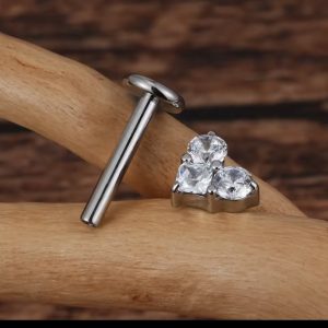 Piercing Titânio Coração Zircônia
