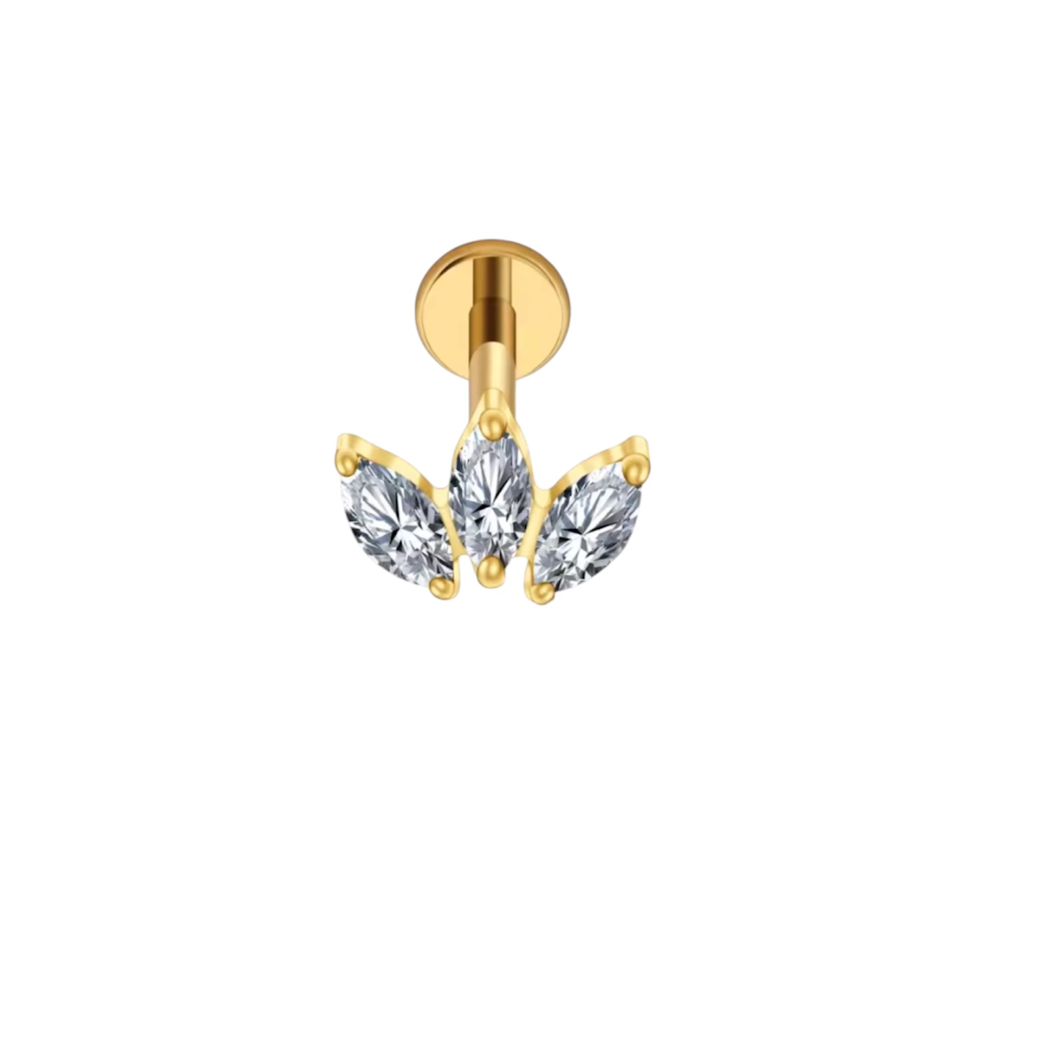 Piercing Titânio 3 Pétalas Zirconia