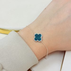 Pulseira Prata 925 Trevo Verde 
