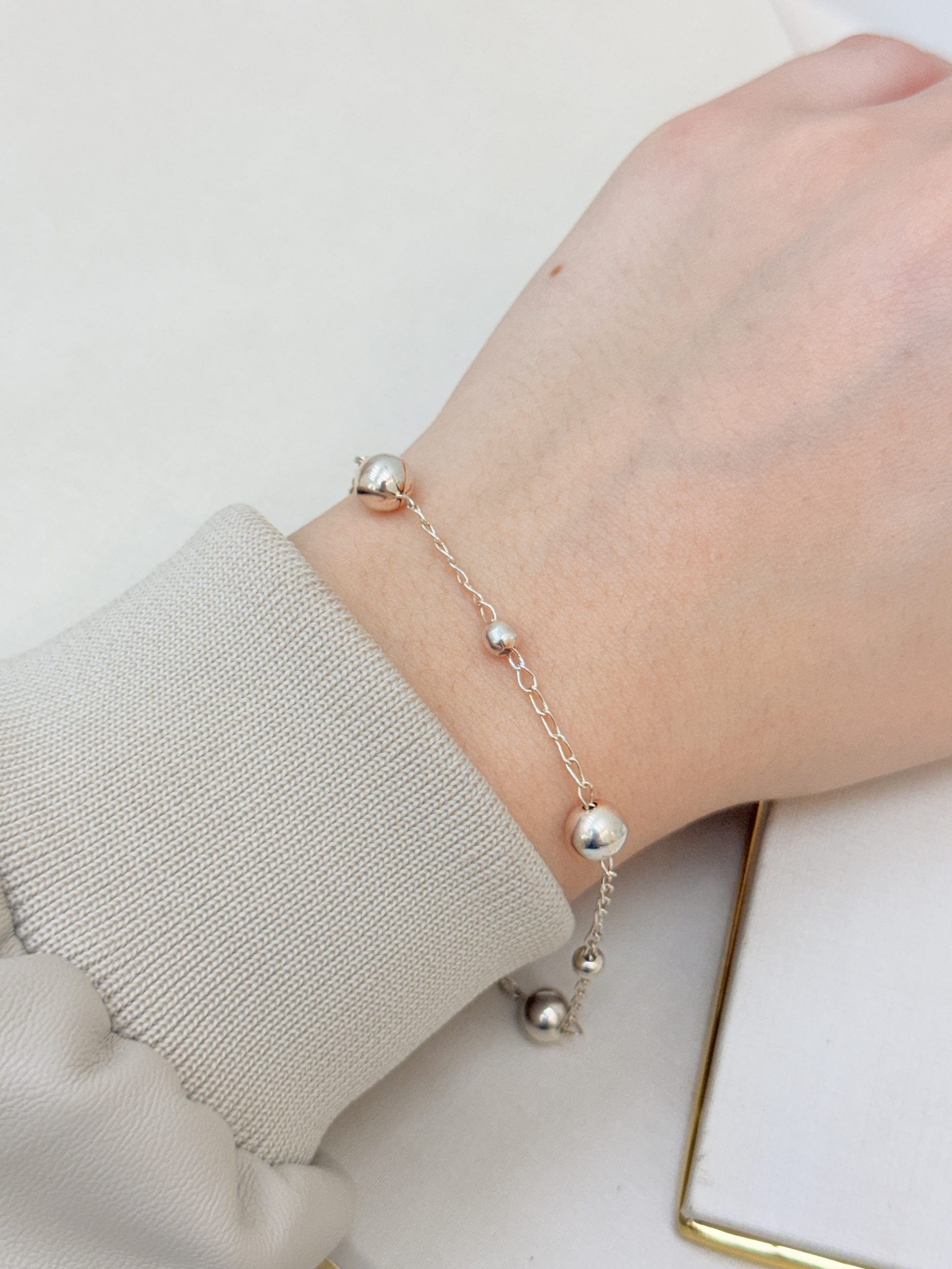 Pulseira Prata 925 com Bolas de Diferentes Tamanhos