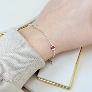 Pulseira Prata 925 com Pedrinhas Coloridas