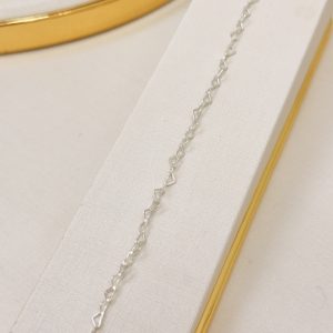 Pulseira Prata 925 com coracao Geométricos