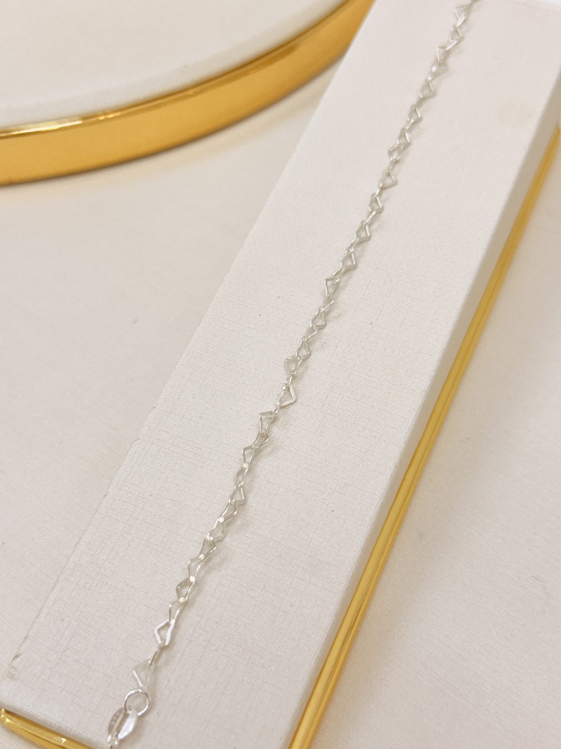 Pulseira Prata 925 com coracao Geométricos