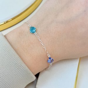 Pulseira Prata 925 com Gotas Coloridas