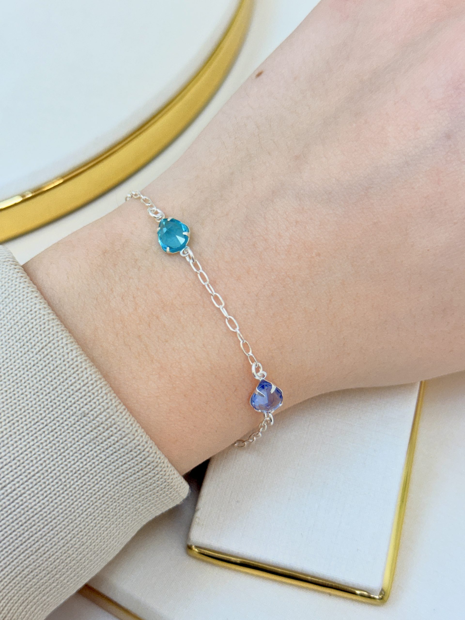 Pulseira Prata 925 com Gotas Coloridas