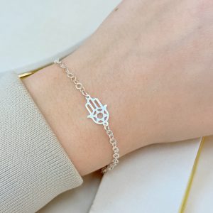 4. Pulseira Prata 925 Mão de Fátima