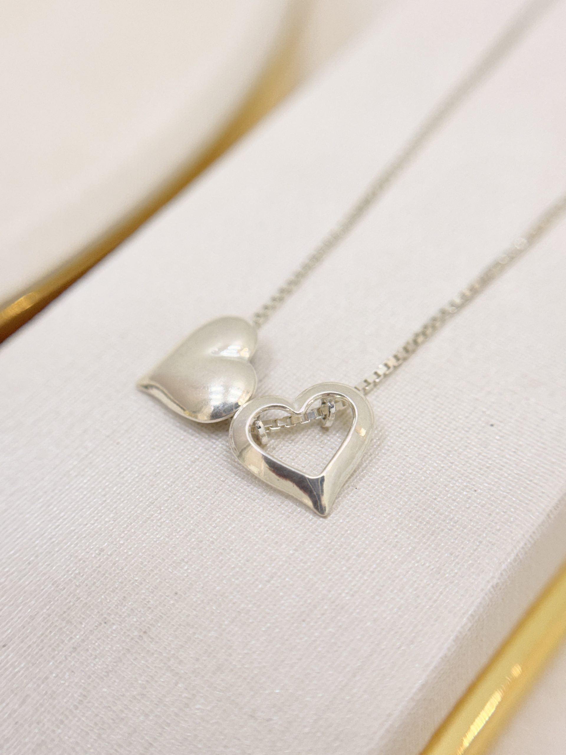 Colar Dois Corações em Prata 925